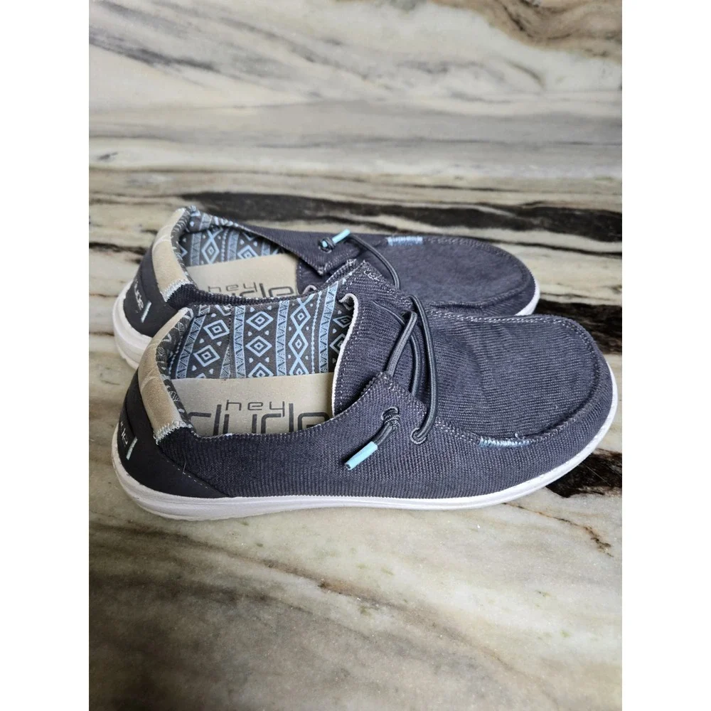 Hey Dude Wendy Women's Size 7 Gray‎ Slip-On Sneakers Corduroy Carbon